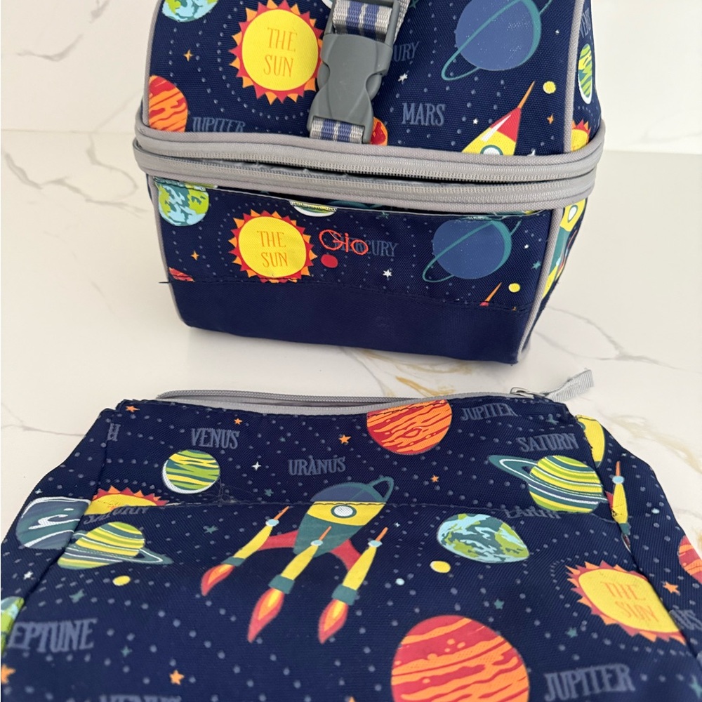 Pottery Barn Kids Navy Solar System Kids Bundle - Nap Mat,Lunchbox,Supply Pouch